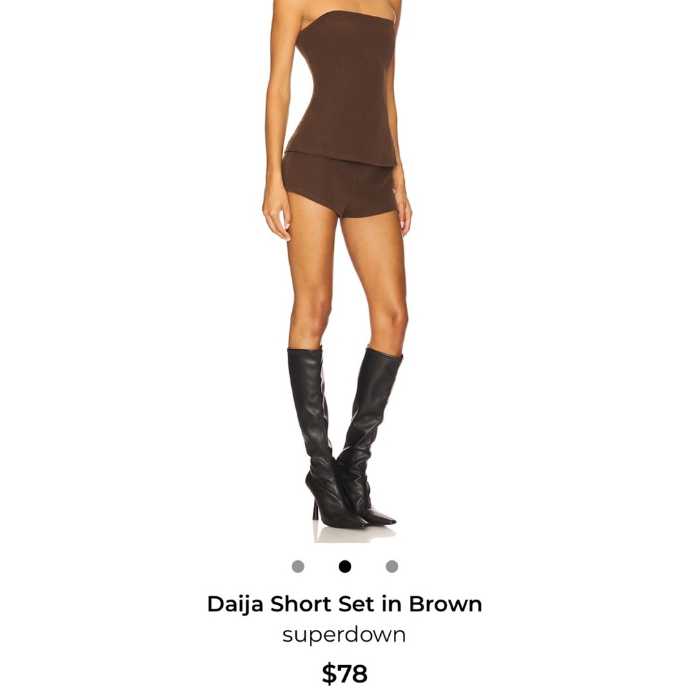 REVOLVE Brown Strapless Knit Short Set